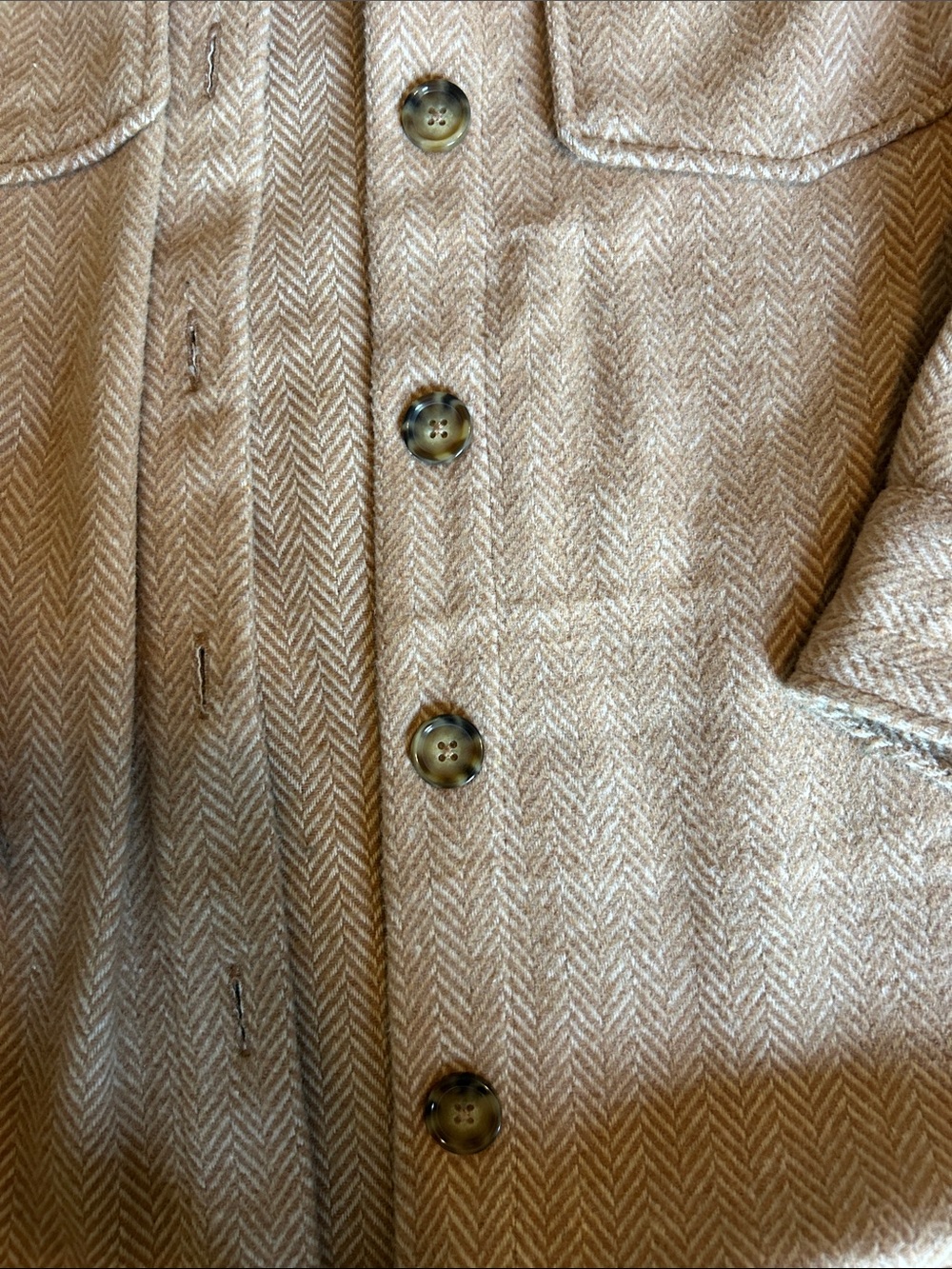 Time and Tru Tan and Cream Herringbone Shirt Jacket - Picture 3 of 5
